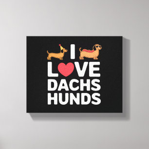 Lienzo Amo el Ilustracion divertido de Dachshunds con Gua
