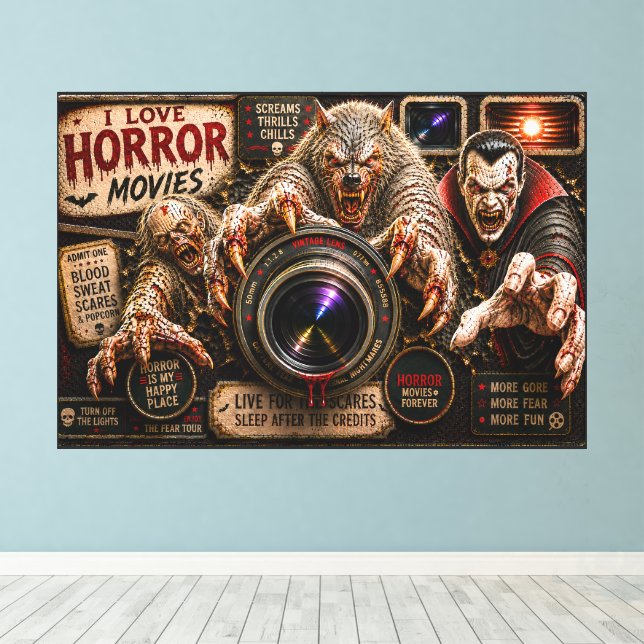 Lienzo Amo las Películas de Terror (Insitu (piso de madera))