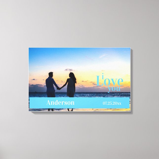Lienzo Amo tu Personalizado Aniversario de la Foto (Anverso)