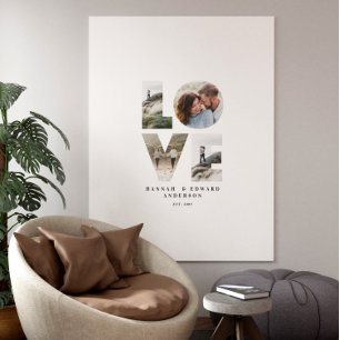 Lienzo Amor 4 foto moderna regalo personalizado mínimo