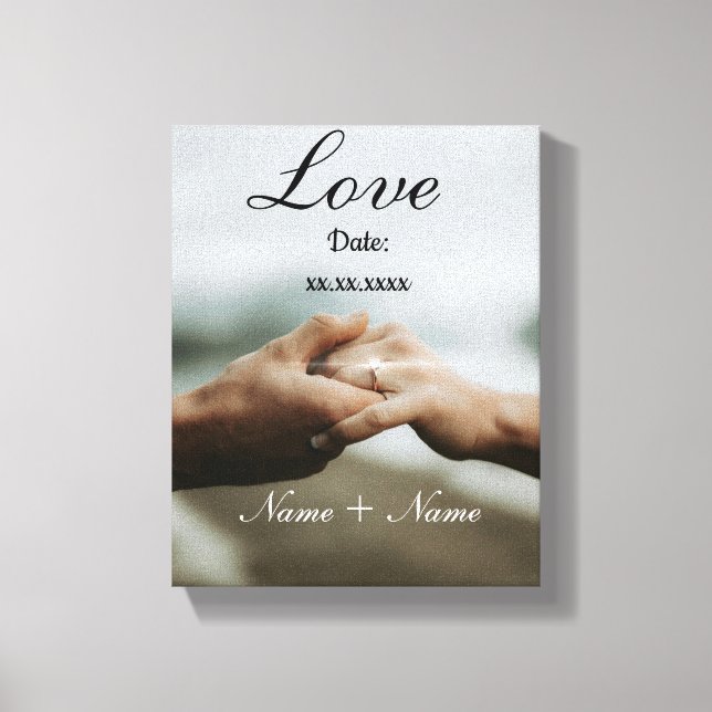 Lienzo Amor de Aniversario de Pareja Personalizado (Anverso)