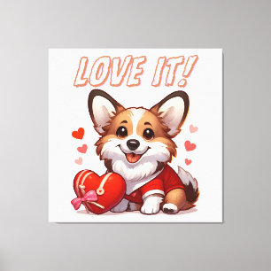 Lienzo Amor de Corgi Adorable
