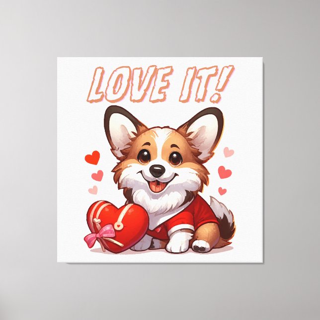 Lienzo Amor de Corgi Adorable (Anverso)