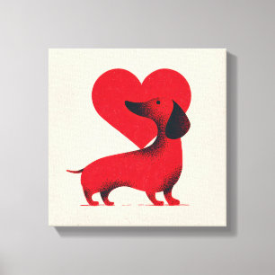 Lienzo Amor de Dachshund – Diseño de Corazón de Perro Ado