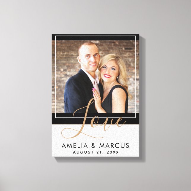 Lienzo Amor Elegante Script Bride Groom Boda Keepsake (Anverso)