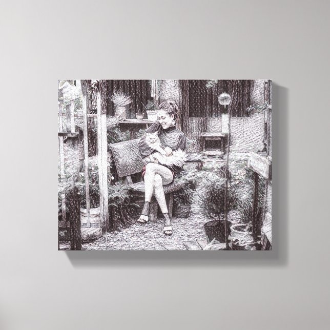 Lienzo "Amor en sus manos gato (Anverso)