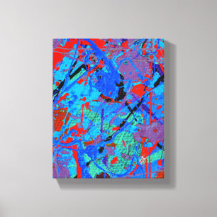 Lienzo Amor Escarlata Rojo Azul Salpicadura Abstracta