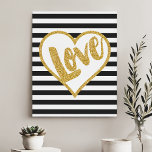 Lienzo Amor franjas Purpurinas de oro blanco y negro<br><div class="desc">Hermosa cita moderna de escritura de escritura moderna y moderna de tipografía. "Amor". Presenta un marco cardíaco purpurina metálico de bonito y letras doradas con rayas blancas y negras.</div>
