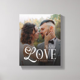 Lienzo Amor Moderno Foto de Boda Personalizada Iniciales 
