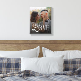 Lienzo Amor Moderno Foto de Boda Personalizada Iniciales
