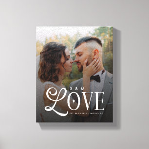 Lienzo Amor Moderno Foto de Boda Personalizada Iniciales
