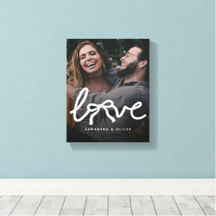 Lienzo Amor Moderno Tipografía de Pareja Foto Personaliza