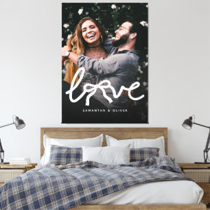 Lienzo Amor Moderno Tipografía Pareja Foto Personalizada