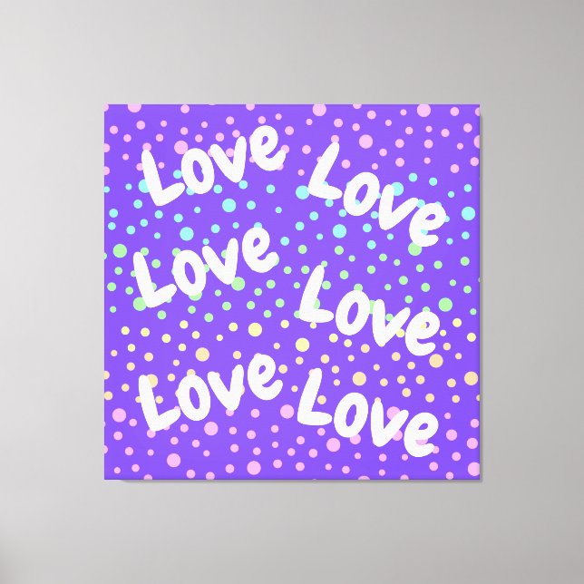 Lienzo Amor morado y puntos arcoiris (Anverso)