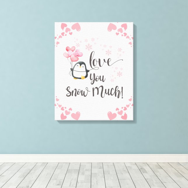 Lienzo Amor - Niños lindos pingüinos personalizados (Insitu (piso de madera))