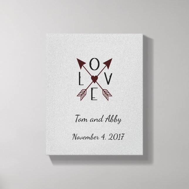 Lienzo Amor Personalizado con Flechas Boda (Anverso)