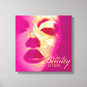 Lienzo "Amor por la belleza es gusto" rostro de moda rosa