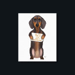 Lienzo Amor y Dachshund<br><div class="desc">Amor y Dachshund por FabFunky. Presenta un lindo dachshund sosteniendo un cartel de "Todo lo que necesitas es amor y un Dachshun". | 191436D</div>