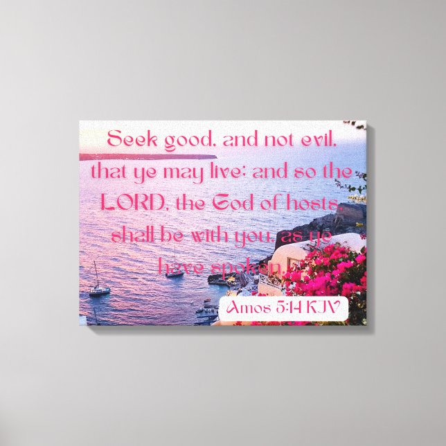 Lienzo Amos 5:14 Biblia Verse KJV Pic Wall Art (Anverso)