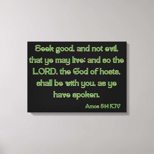 Lienzo Amos 5:14 Biblia Verse KJV Wall Art (Anverso)