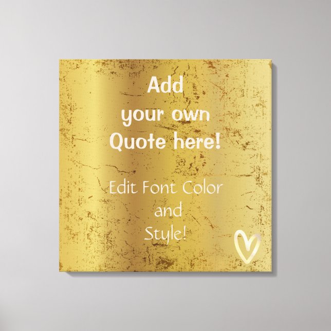 Lienzo ¡Añade Tu Propia Cita! Oro Corazón (Anverso)