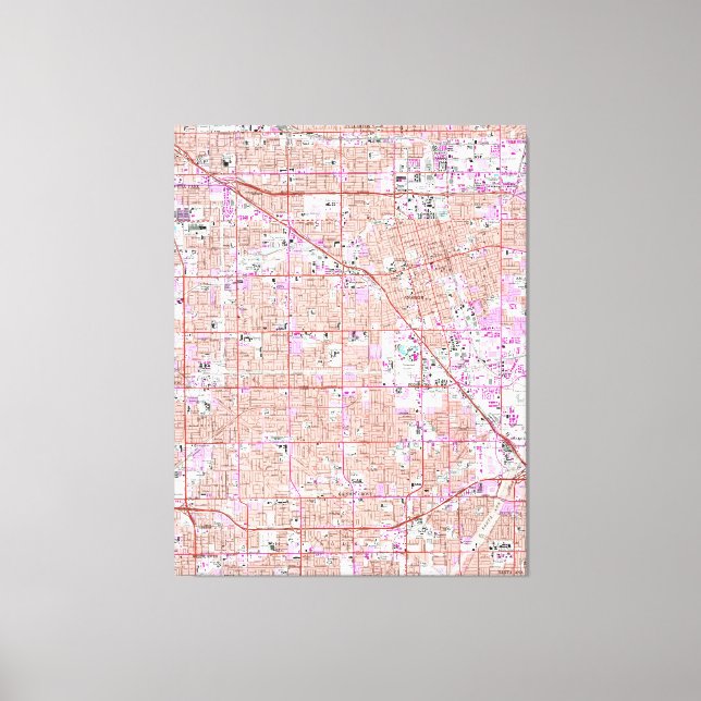 Lienzo Anaheim Vintage & Garden Grove CA Map (1965) (Anverso)