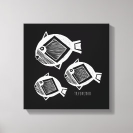 Lienzo Anciano canvas negras con tinta blanca