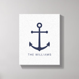 Lienzo Anclaje azul de la Marina Náutica y nombre persona