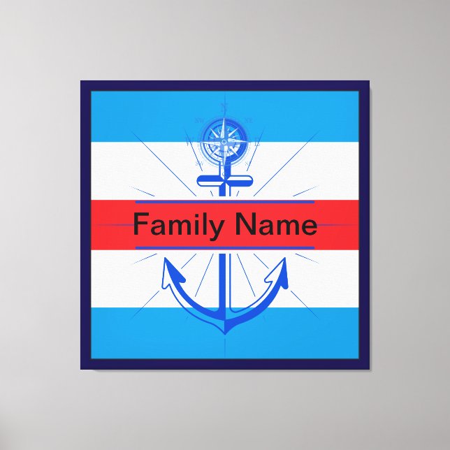 Lienzo Anclaje colorido con botón personalizar (Anverso)