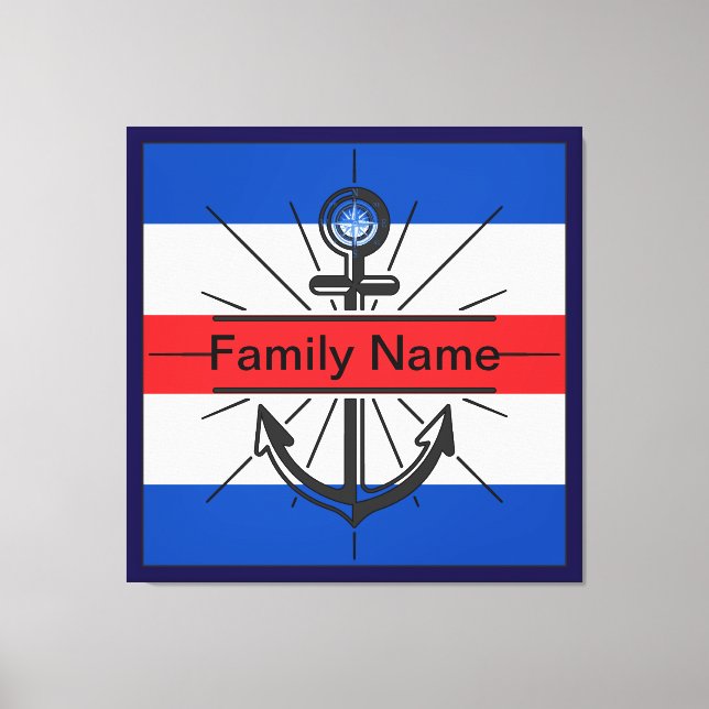 Lienzo Anclaje colorido con botón personalizar (Anverso)