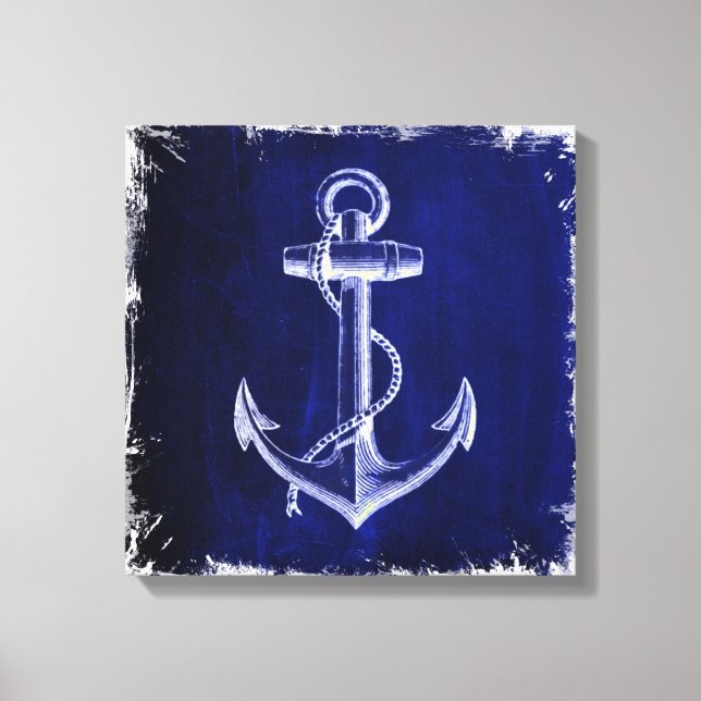 Lienzo anclaje náutico de la moda costera azul marino de  (Anverso)