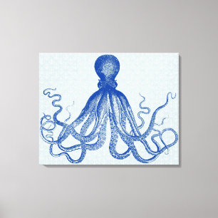 Lienzo Anclas del pulpo Lord Bodner Triptych Azul Vintage