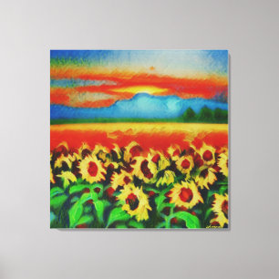 Lienzo Anders Artistry*Tormenta Sobre Un Campo De Sunflow