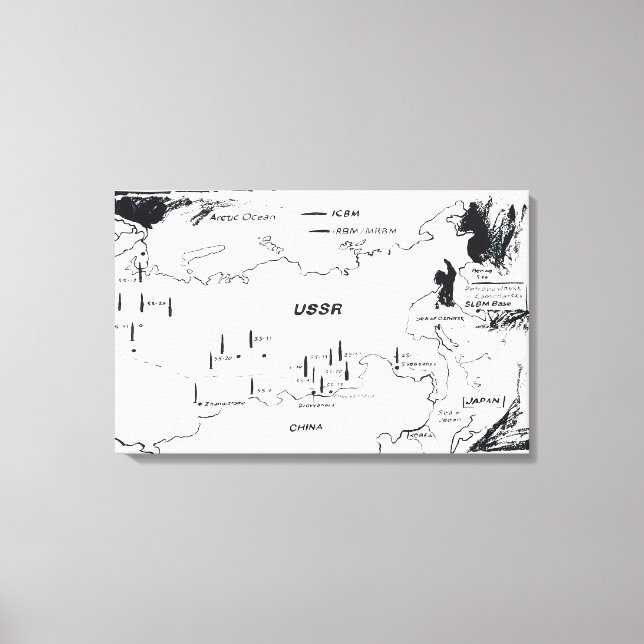 Lienzo Andy Warhol - Mapa de la base de misiles del este  (Anverso)