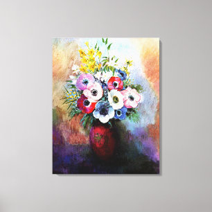Lienzo Anémonas - pintura de Odilon Redon, 