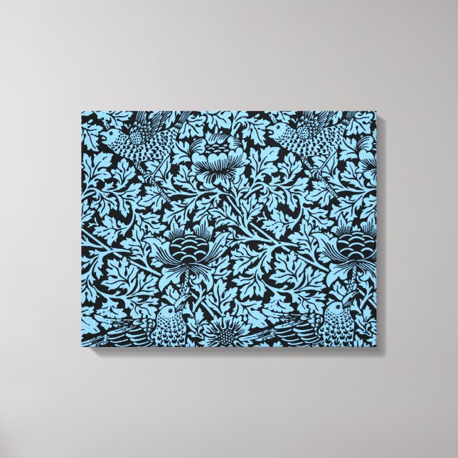 Lienzo Anenoma de aves del patrón floral William Morris (Anverso)