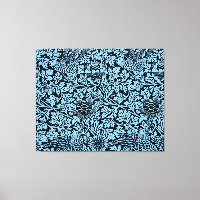 Lienzo Anenoma de aves del patrón floral William Morris (Anverso)