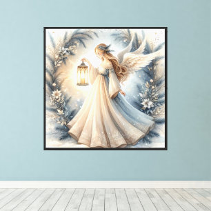 Lienzo Ángel Celestial de Invierno Farol de Paz
