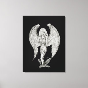 Lienzo Ángel - Diseño en blanco y negro