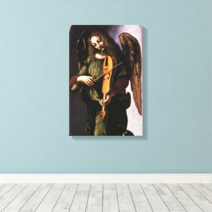 Lienzo Ángel en verde con un Vielle de Leonardo da Vinci