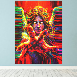 Lienzo Ángel Llorando Neon Multicolor Pintura al Óleo Imp