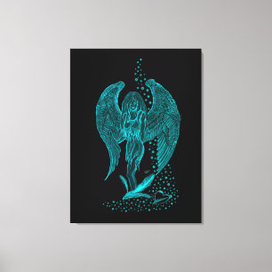 Lienzo Ángel perdido en el amor, diseño negro y verde