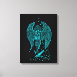 Lienzo Ángel perdido en el amor, negro y verde diseño