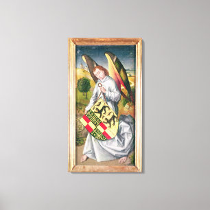 Lienzo Ángel que sostiene un escudo con dos leopardos