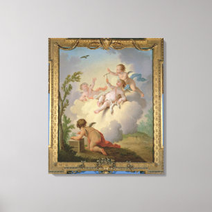 Lienzo Ángeles que juegan con un pájaro en un paisaje