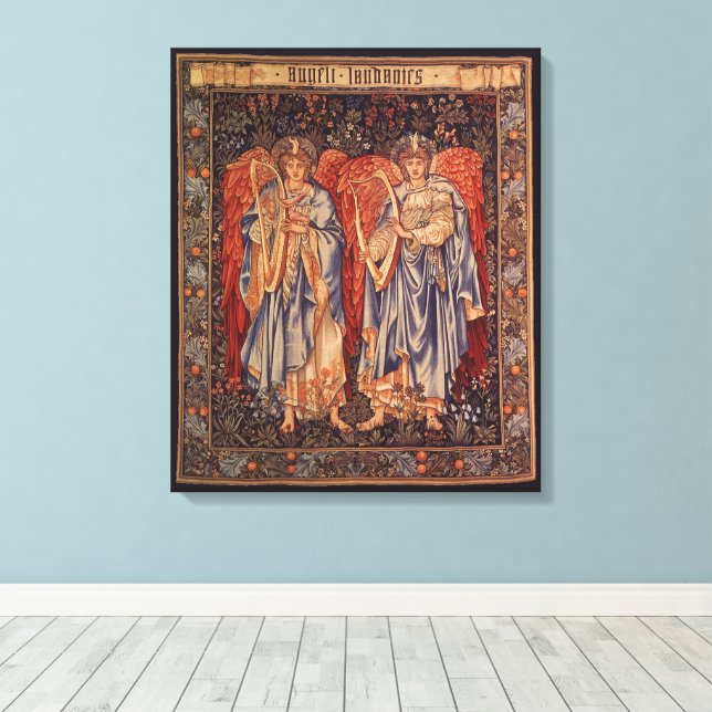 Lienzo Angeli Laudantes (Ángeles que alaban) de Burne Jon (Insitu (piso de madera))