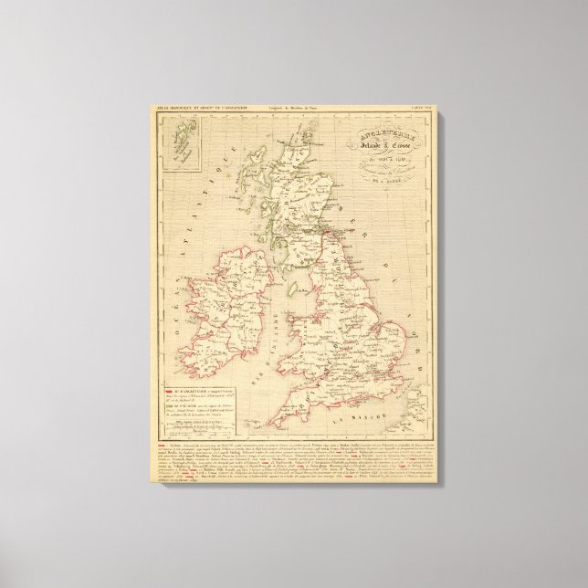 Lienzo Angleterre, Irelande & Ecosse 1281 a 1400 (Anverso)