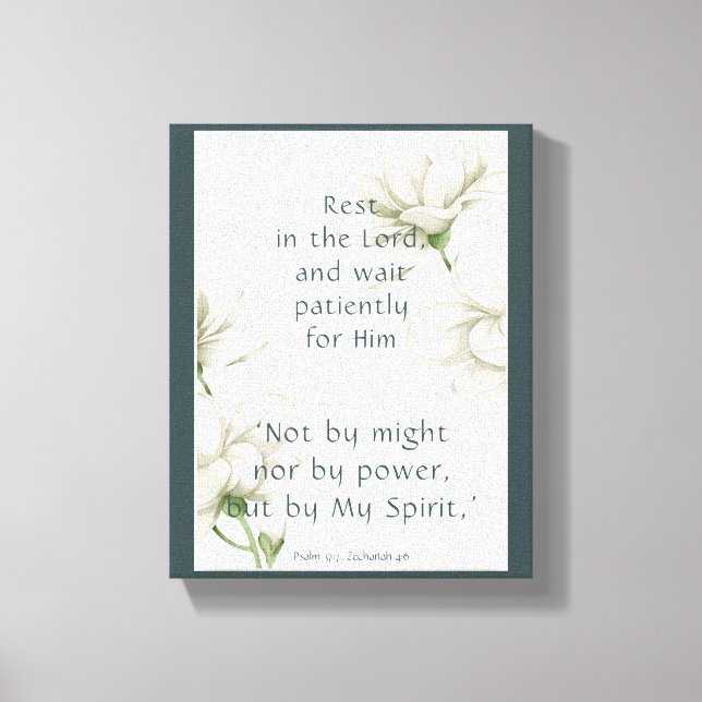 Lienzo Animación de Escritura Biblia Cita Flor Blanca (Anverso)