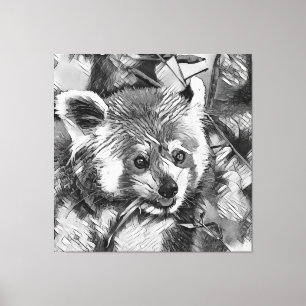 Lienzo AnimalArtBW_RedPanda_003