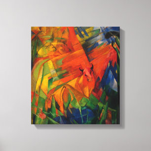 Lienzo Animales de Franz Marc de época en un paisaje